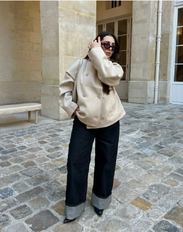 Double-Breasted Wool Peacoat