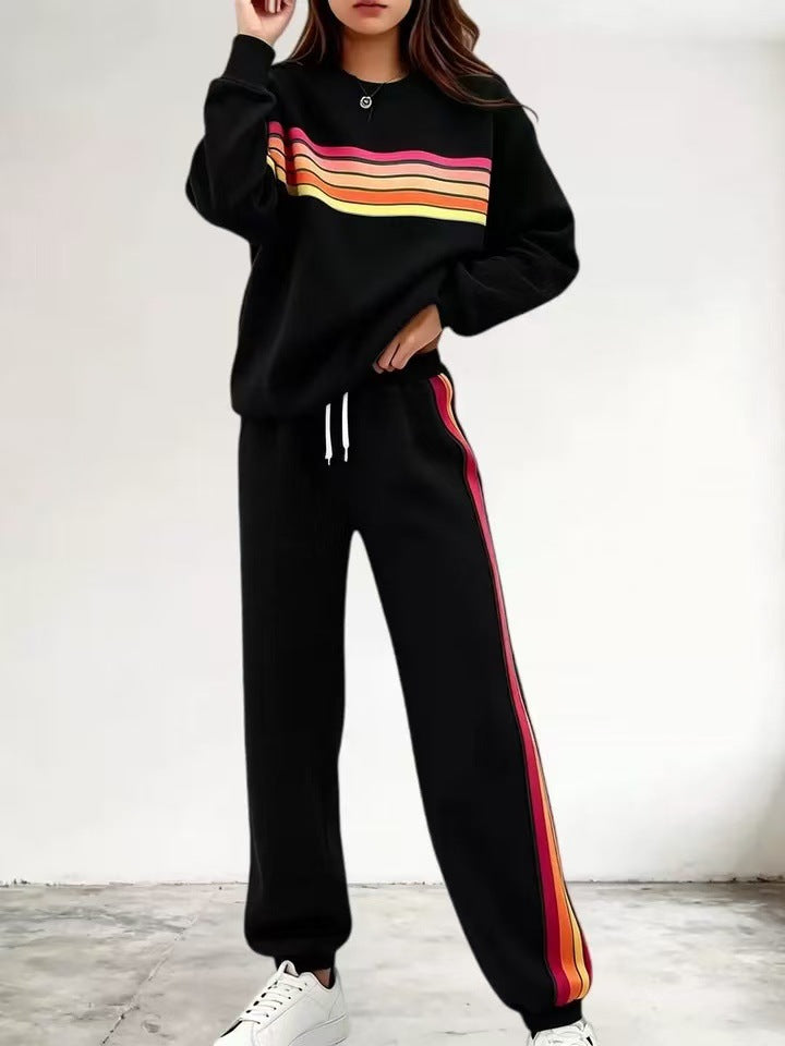 Rainbow Stripe Relaxed Fit Two-Piece Set