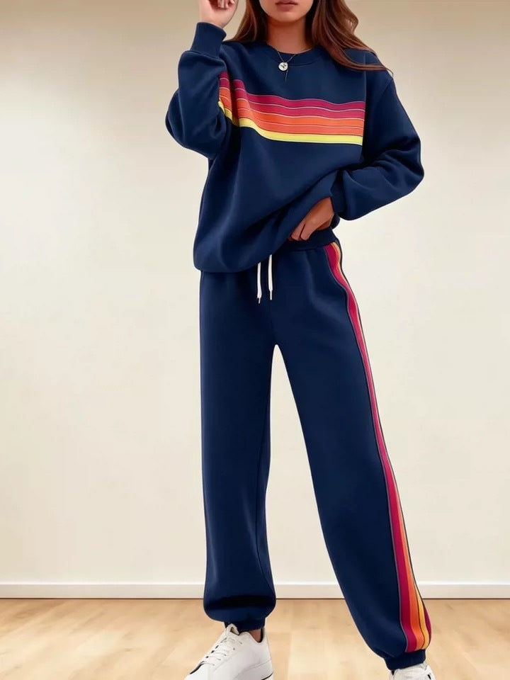 Rainbow Stripe Relaxed Fit Two-Piece Set